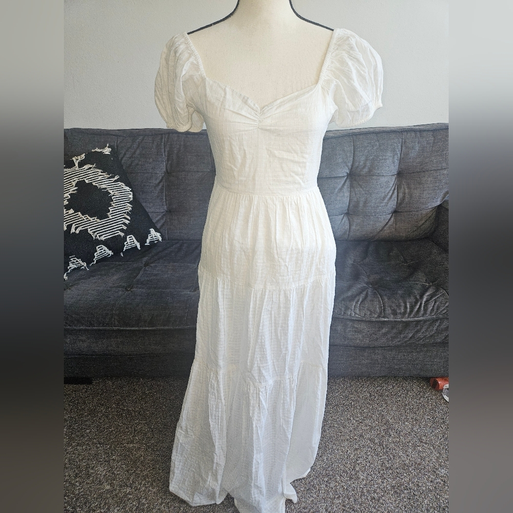 Bila 77 100% cotton Short Sleeve Tiered Maxi Dress Made In India Size Small